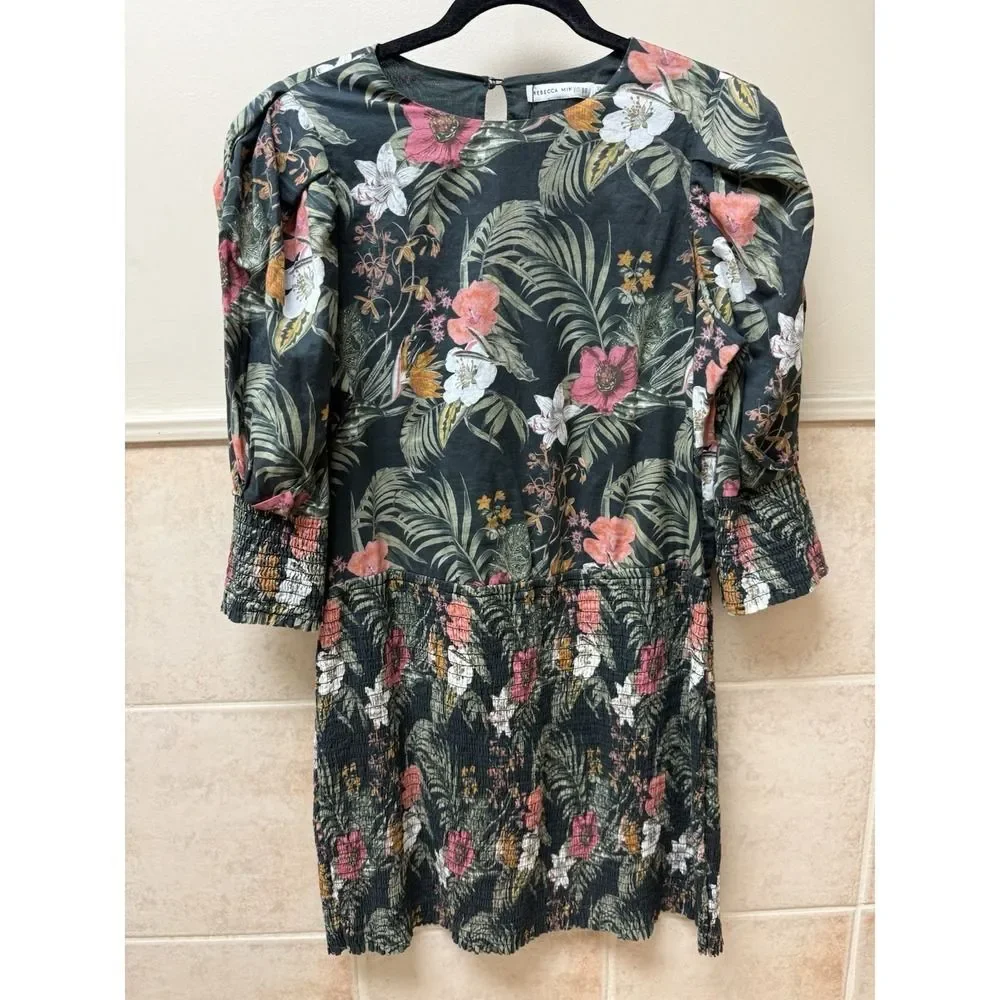 Rebecca Minkoff Geneva Dress Smocked Floral Print Dress. Sz XL